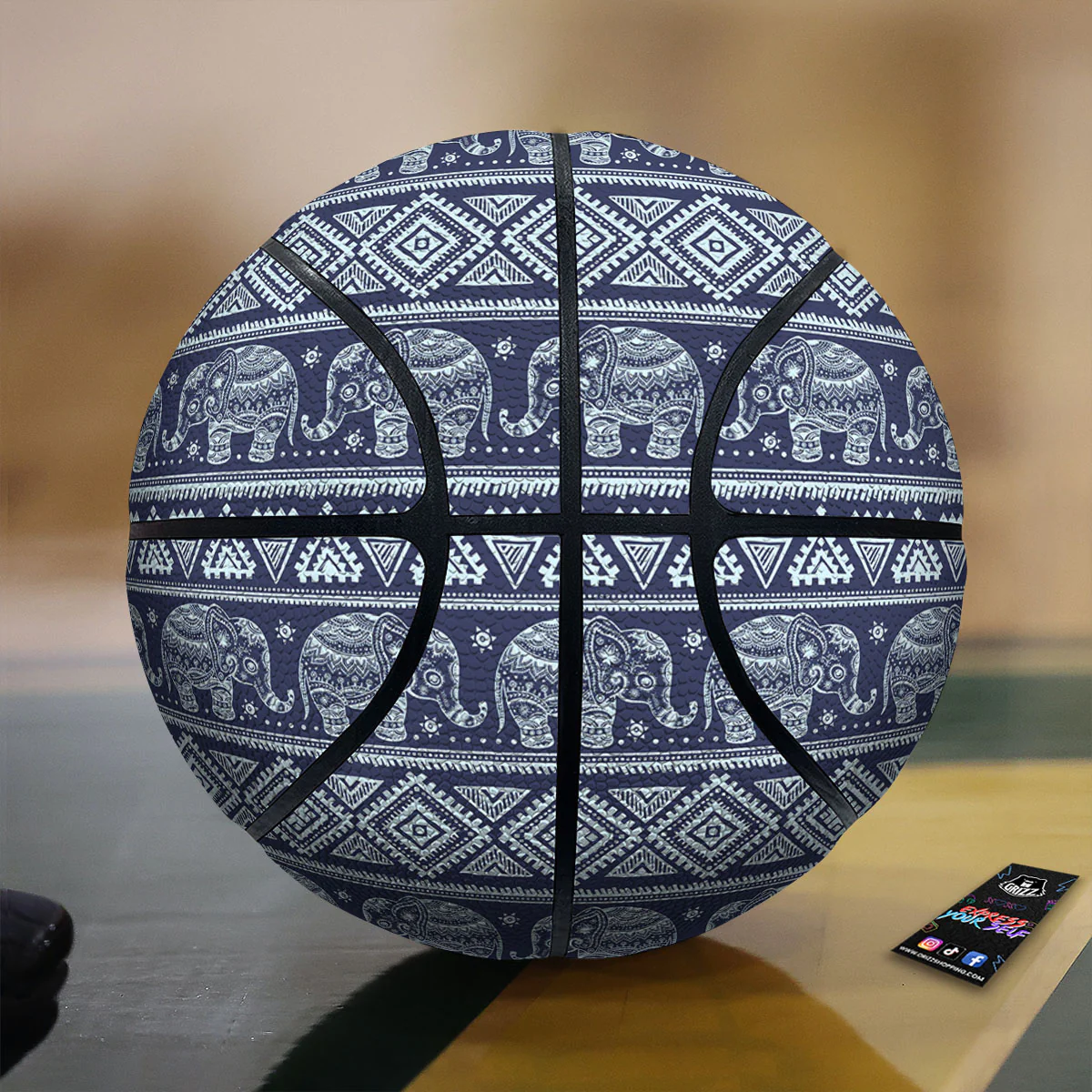 Elephant Indian Blue Print Pattern Basketball
