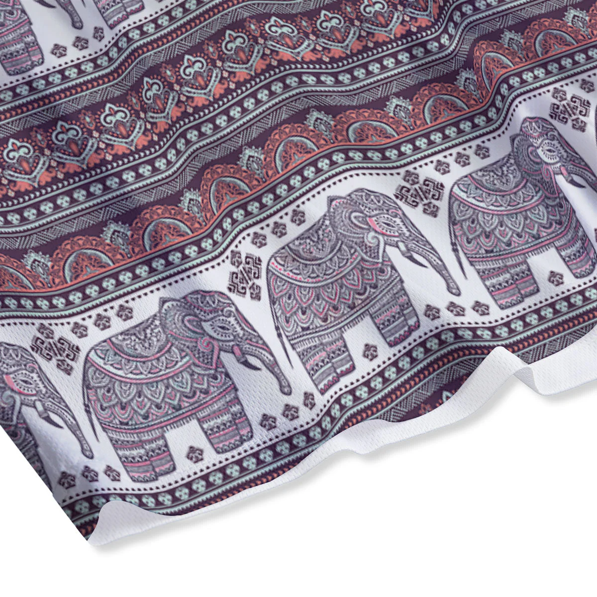 Elephant Indian Bohemian Print Pattern Mesh Shorts - Image 4