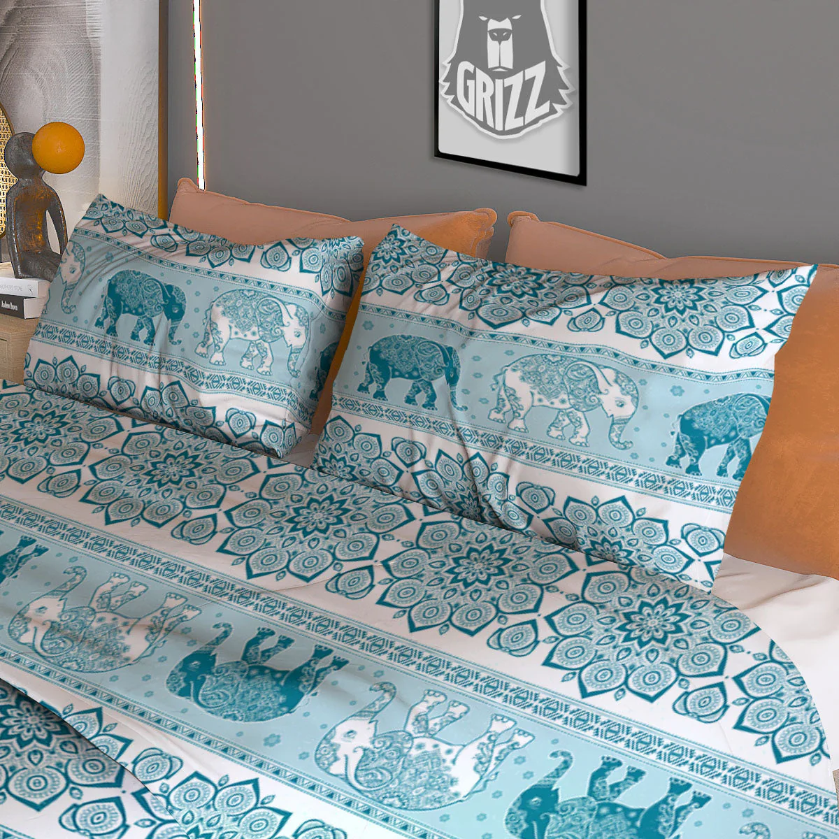 Elephant Indian Floral Print Pattern Duvet Cover Bedding Set - Image 3