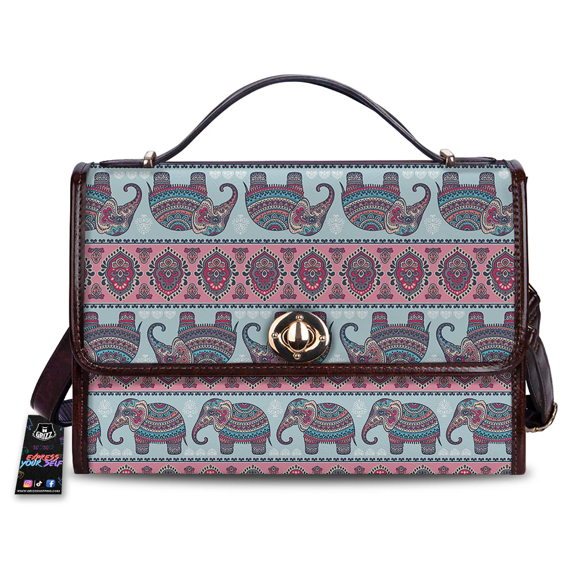 Elephant Indian Vintage Print Pattern Women's Satchel Bag
