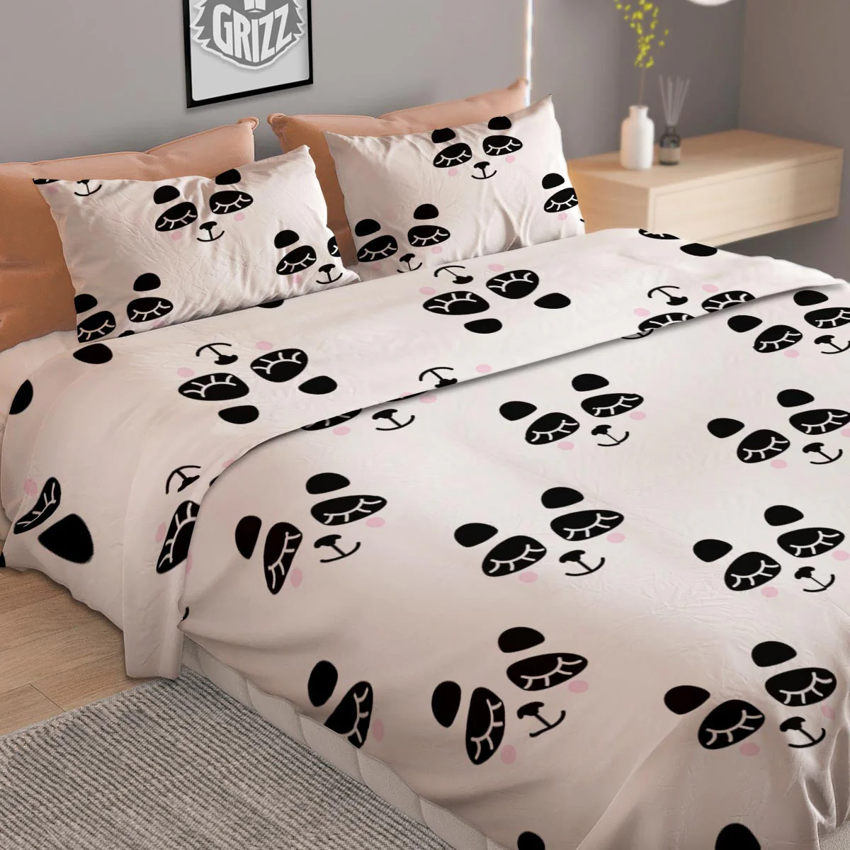 Emoji Bear Sleeping Print Pattern Duvet Cover Bedding Set - Image 2