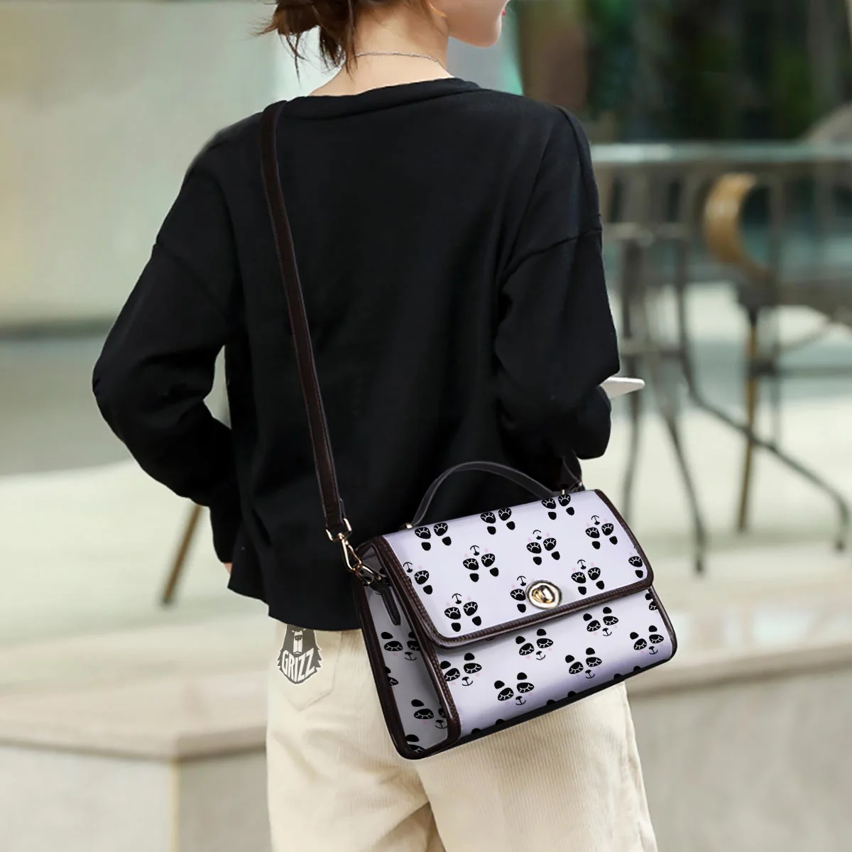 Emoji Bear Sleeping Print Pattern Women's Satchel Bag - Image 3