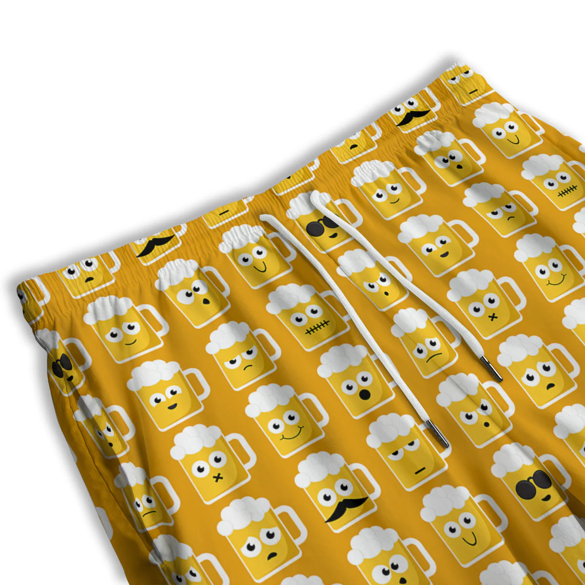 Emoji Beer Mugs Yellow Print Pattern Men's Athletic Shorts - Image 3