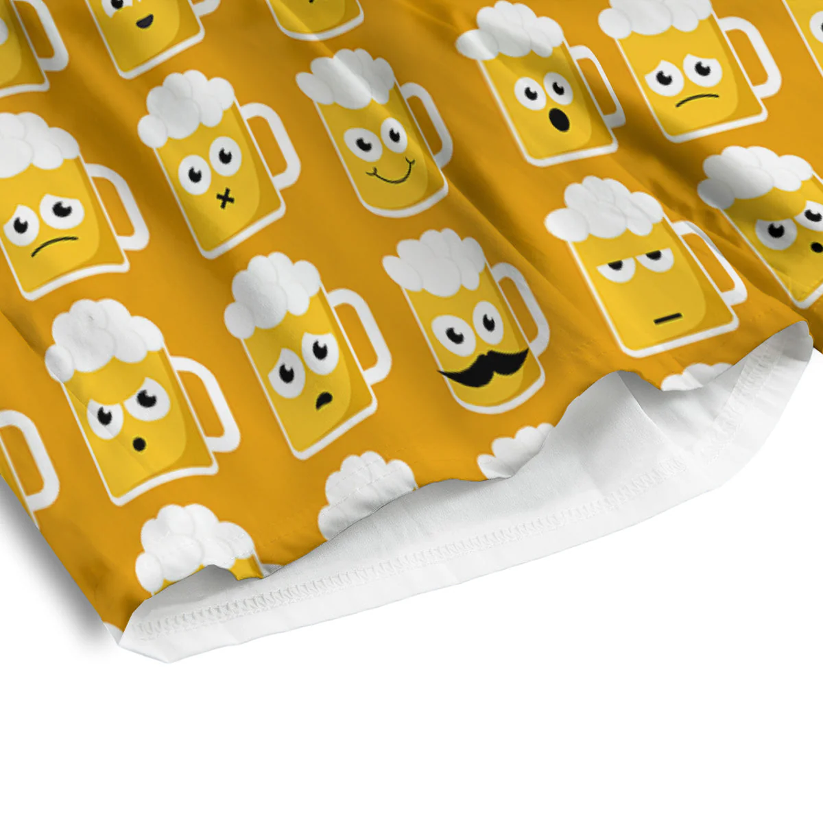 Emoji Beer Mugs Yellow Print Pattern Men's Athletic Shorts - Image 4