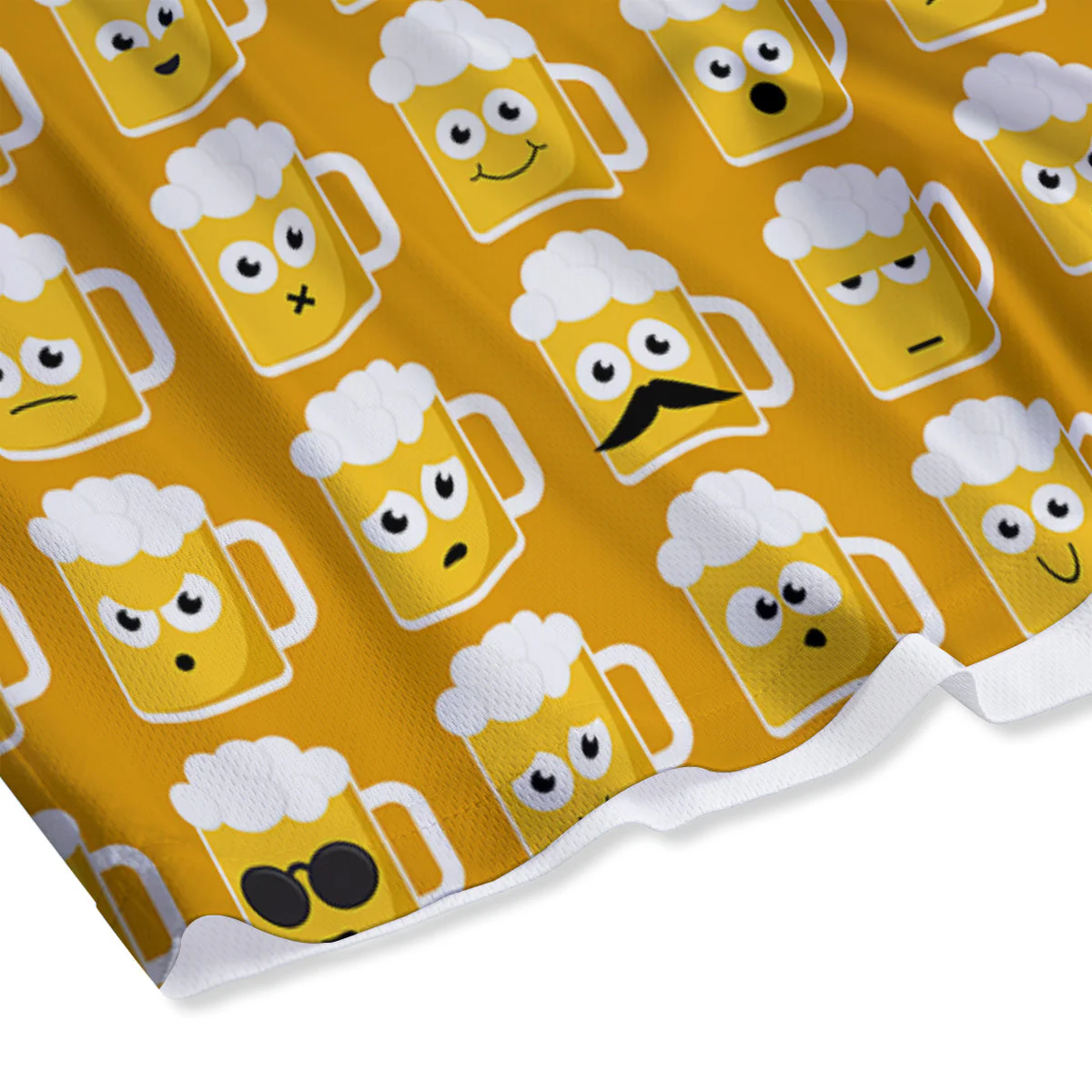 Emoji Beer Mugs Yellow Print Pattern Mesh Shorts - Image 4