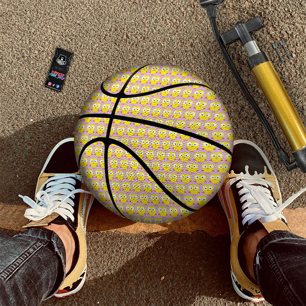 Emoji Chicken Love Print Pattern Basketball - Image 2