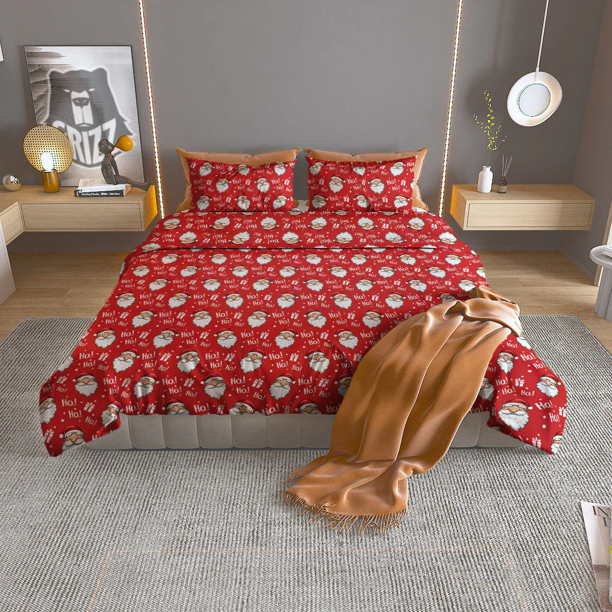 Emoji Christmas Print Pattern Duvet Cover Bedding Set
