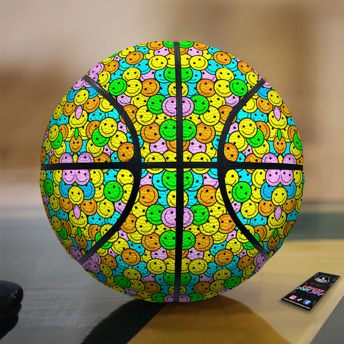 Emoji Colorful Print Pattern Basketball