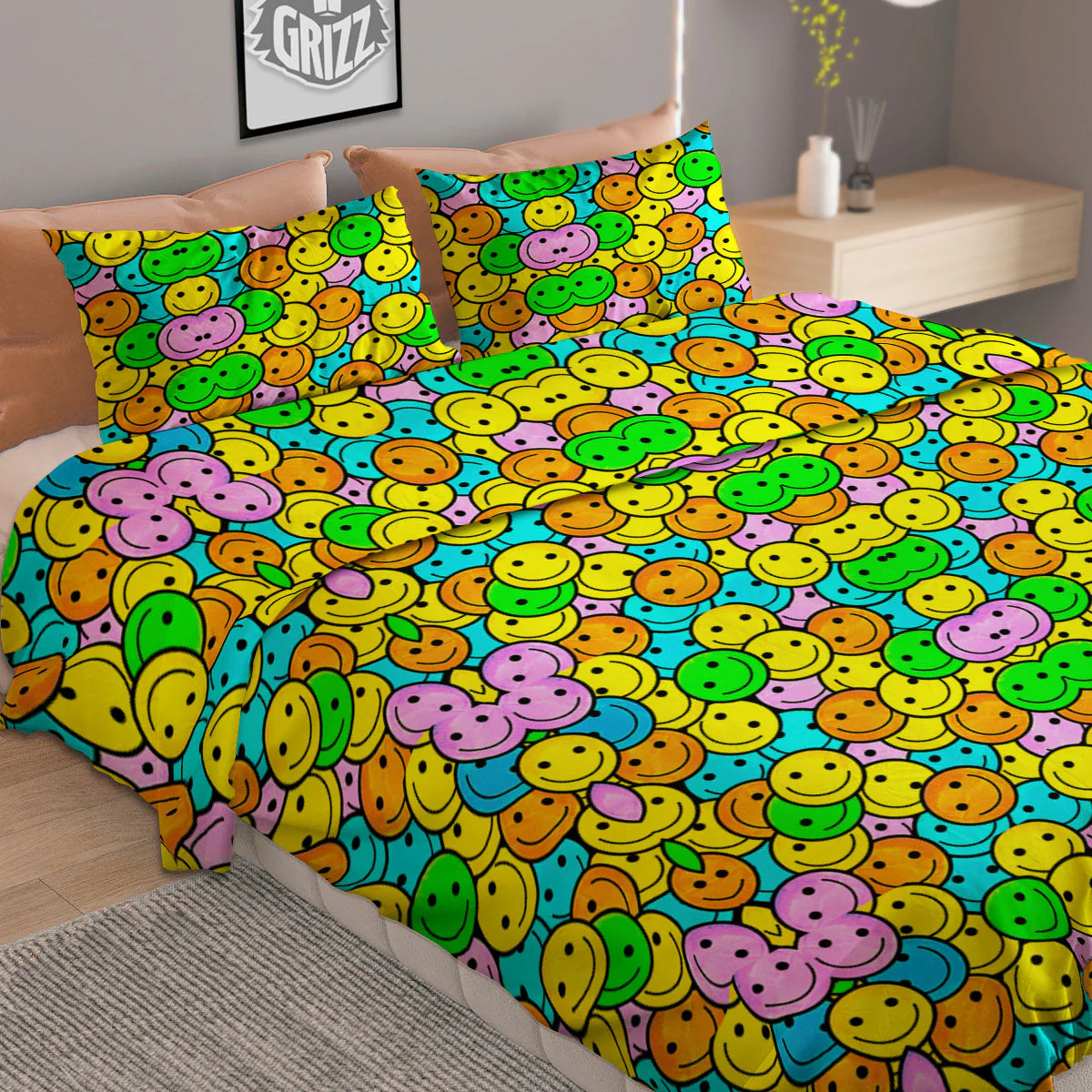 Emoji Colorful Print Pattern Duvet Cover Bedding Set - Image 2
