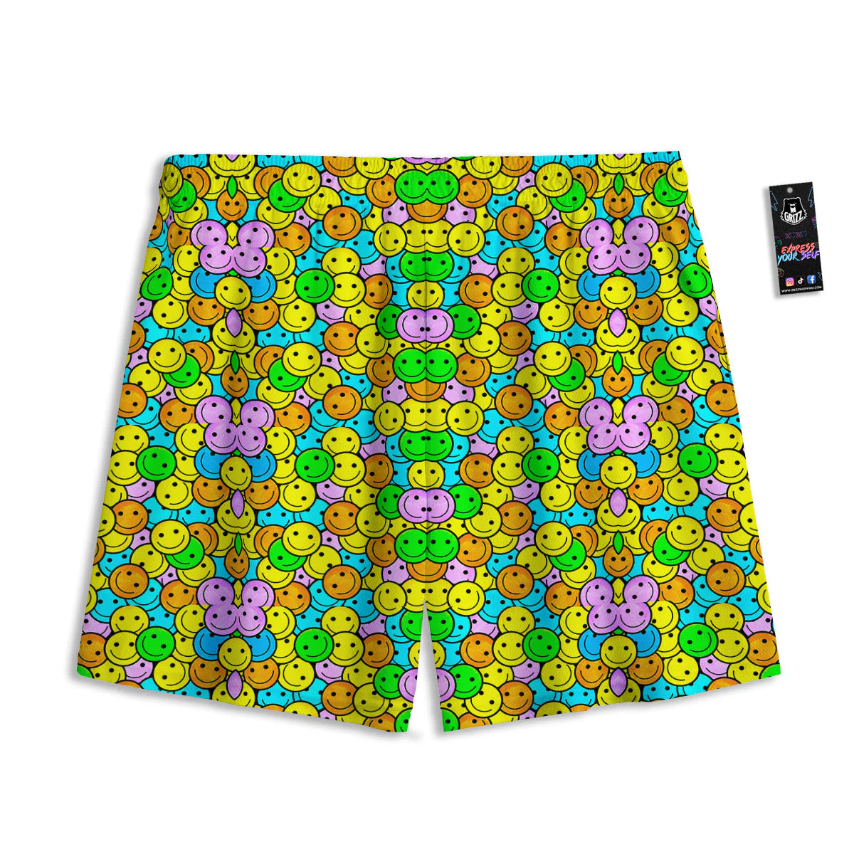 Emoji Colorful Print Pattern Mesh Shorts - Image 2