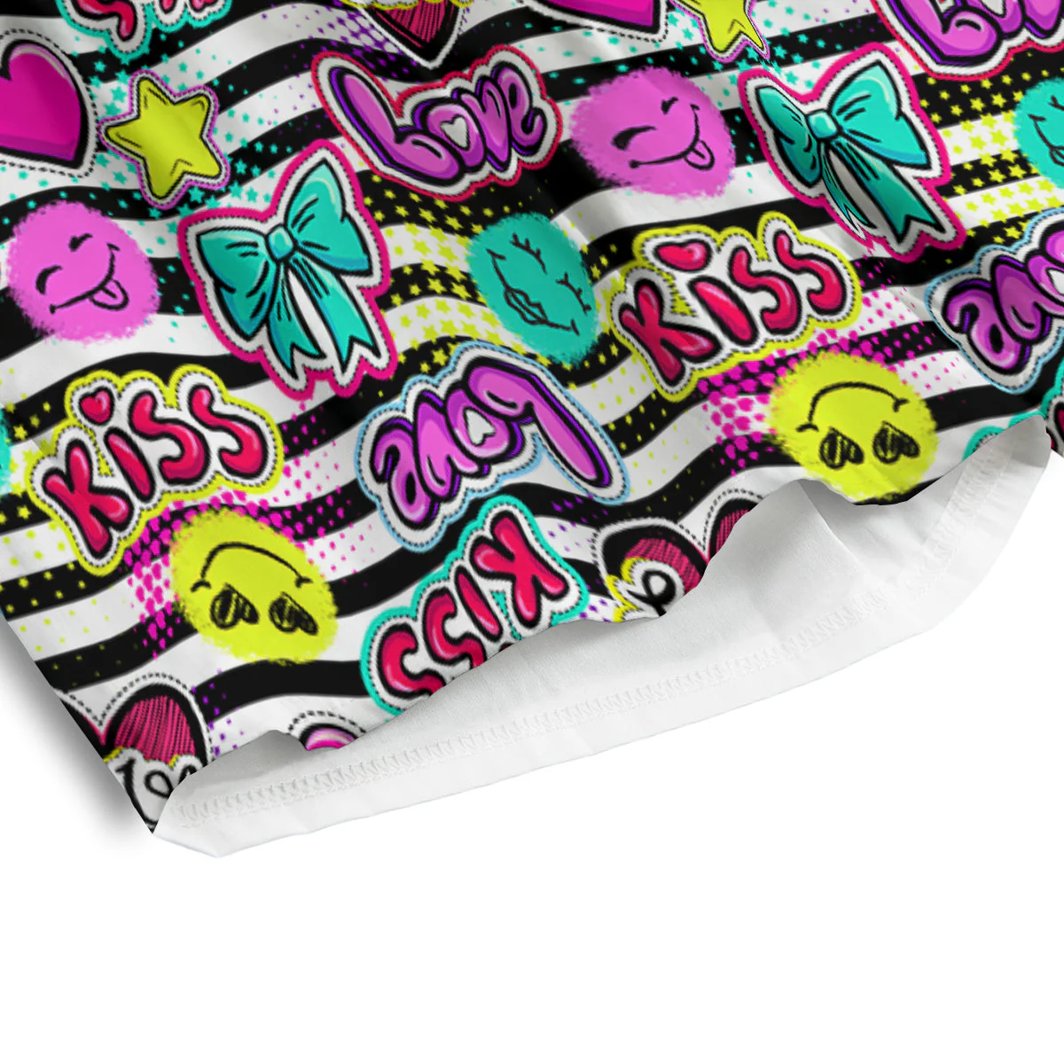 Emoji Comics Stripe Print Pattern Men's Athletic Shorts - Image 4