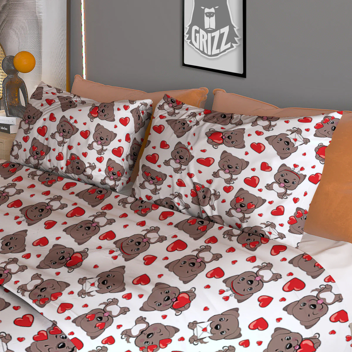 Emoji Cute Dog Print Pattern Duvet Cover Bedding Set - Image 3
