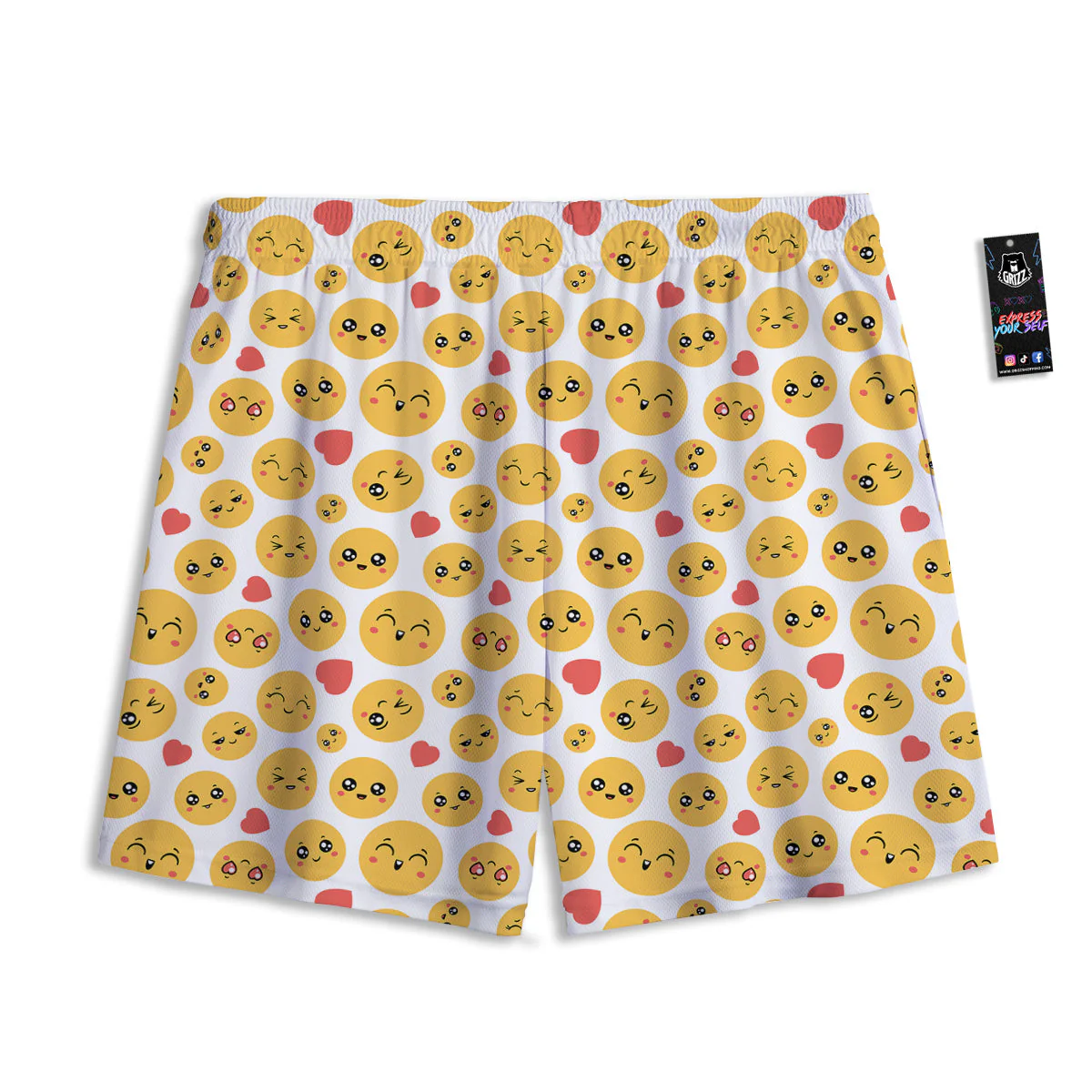 Emoji Cute Print Pattern Mesh Shorts - Image 2
