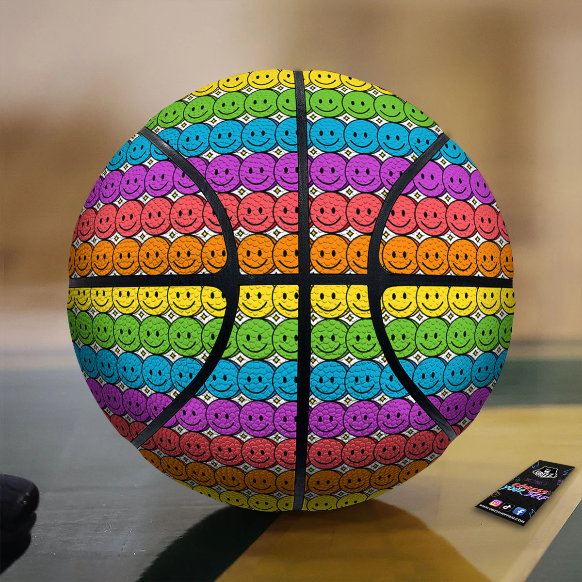 Emoji Faces Colorful Print Pattern Basketball