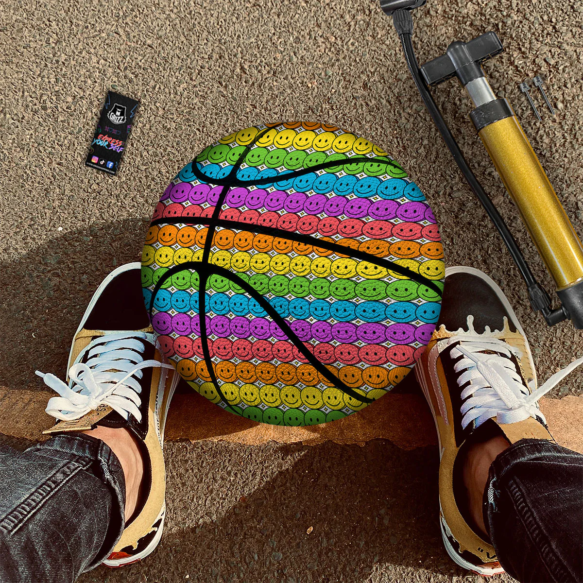 Emoji Faces Colorful Print Pattern Basketball - Image 3