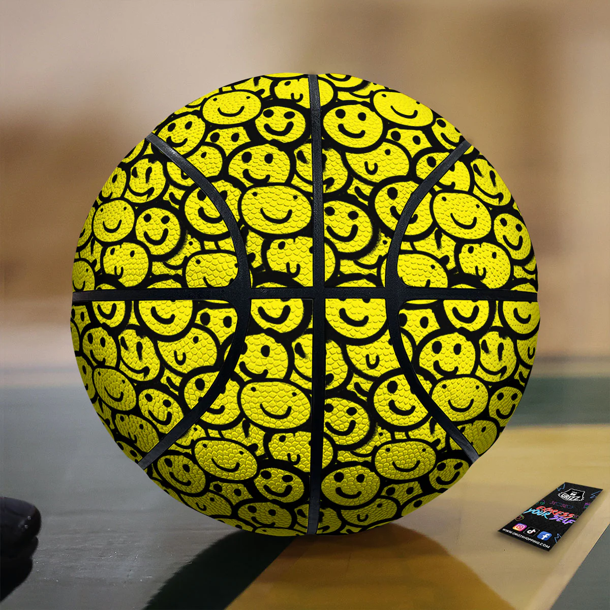 Emoji Graffiti Happy Print Pattern Basketball