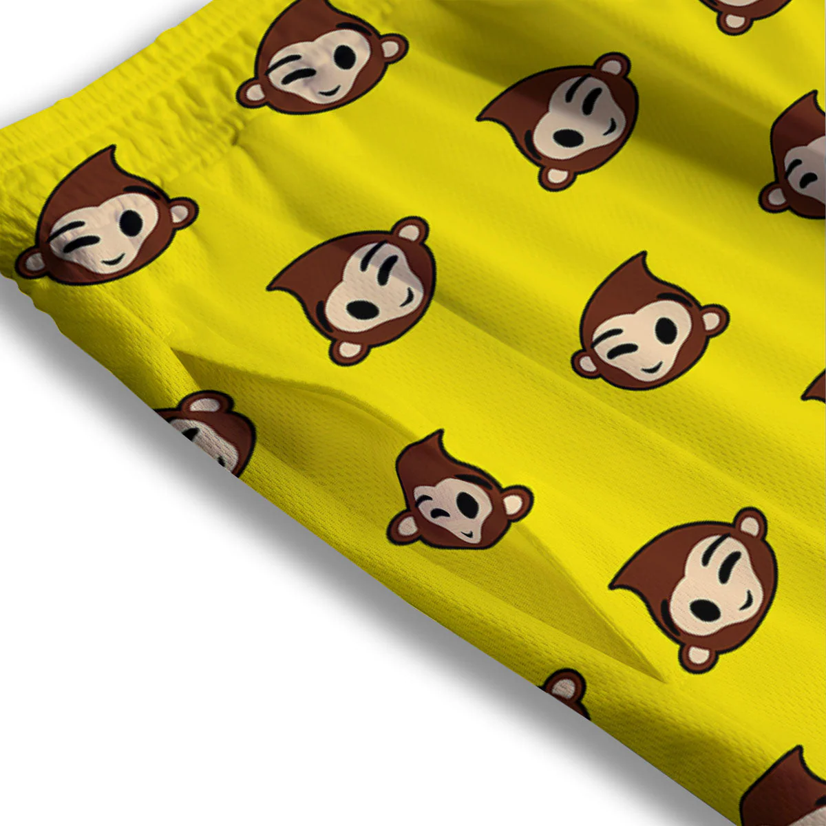 Emoji Monkey Print Pattern Mesh Shorts - Image 3