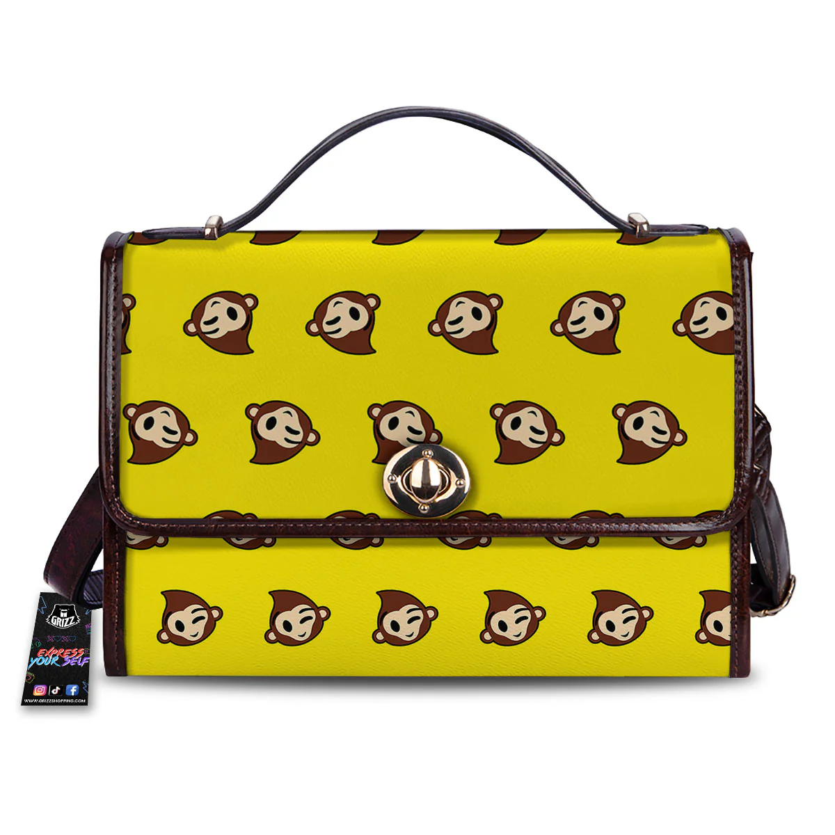 Emoji Monkey Print Pattern Women's Satchel Bag
