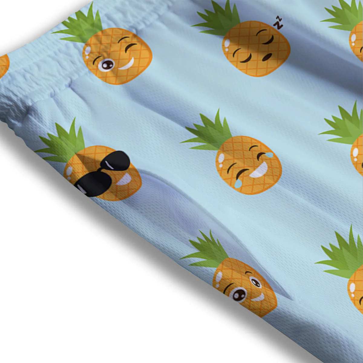 Emoji Pineapple Print Pattern Mesh Shorts - Image 3