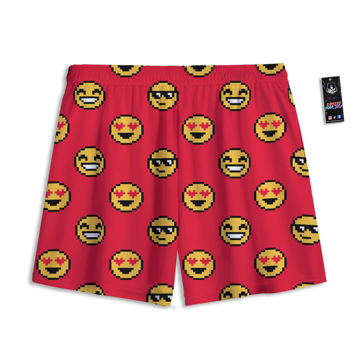 Emoji Pixel Print Pattern Mesh Shorts - Image 2