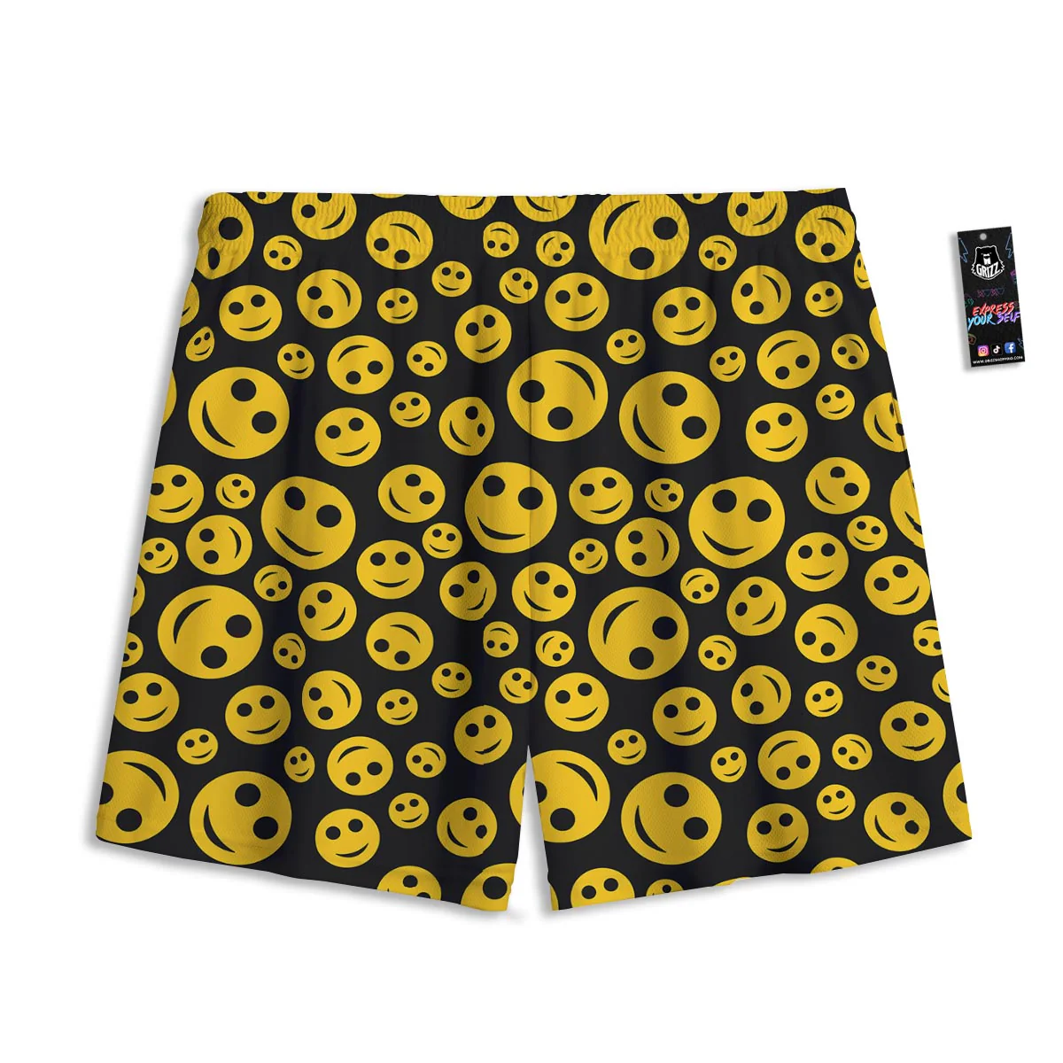 Emoji Smiley Faces Print Pattern Mesh Shorts - Image 2