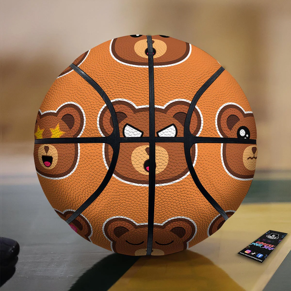 Emoji Teddy Bear Print Basketball