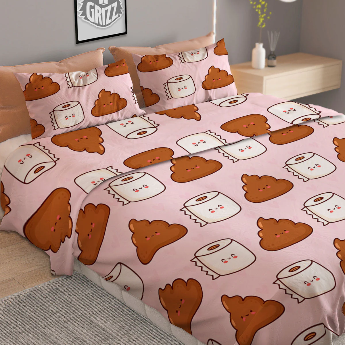 Emoticons Poop Print Pattern Duvet Cover Bedding Set - Image 2