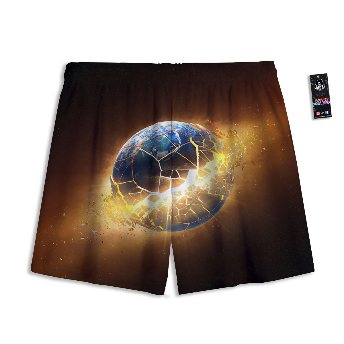 End Of The Earth Print Mesh Shorts - Image 2