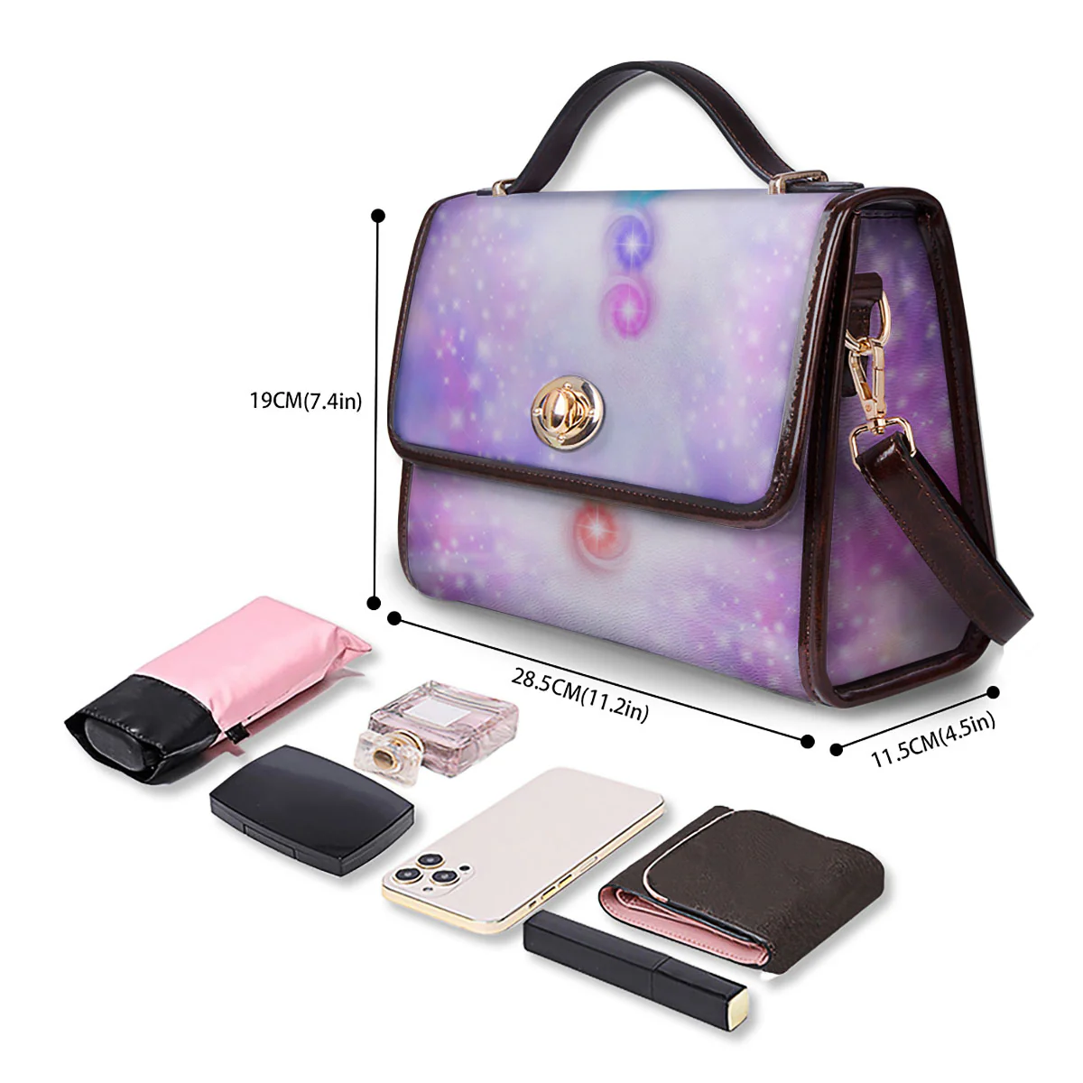 Energy Seven Chakras Print Women's Satchel Bag - Image 4