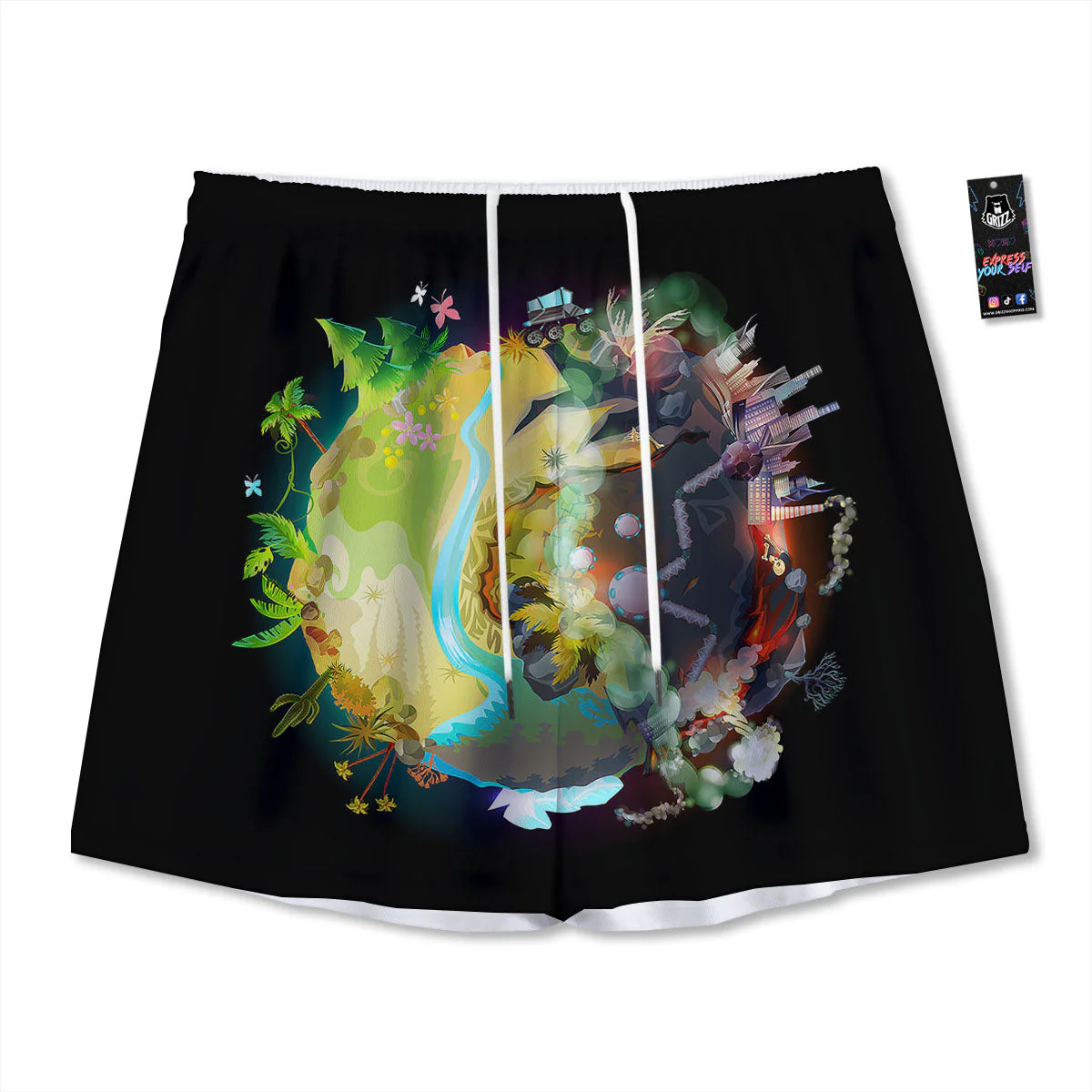 Environmental Destruction Print Mesh Shorts