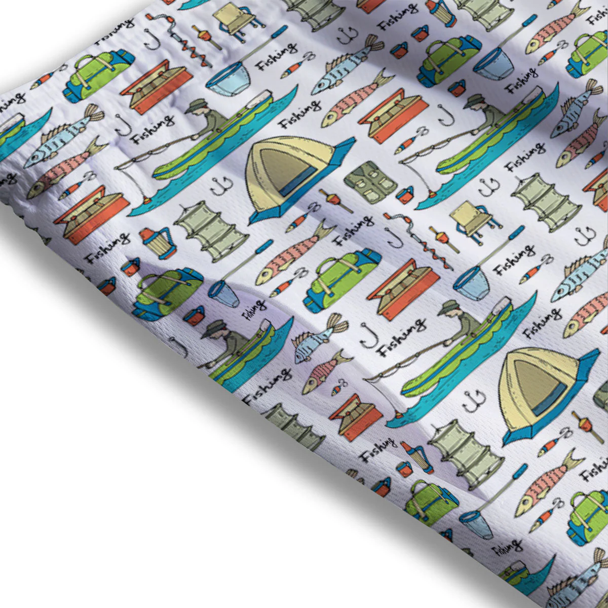 Equipment Fishing Print Pattern Mesh Shorts - Image 3