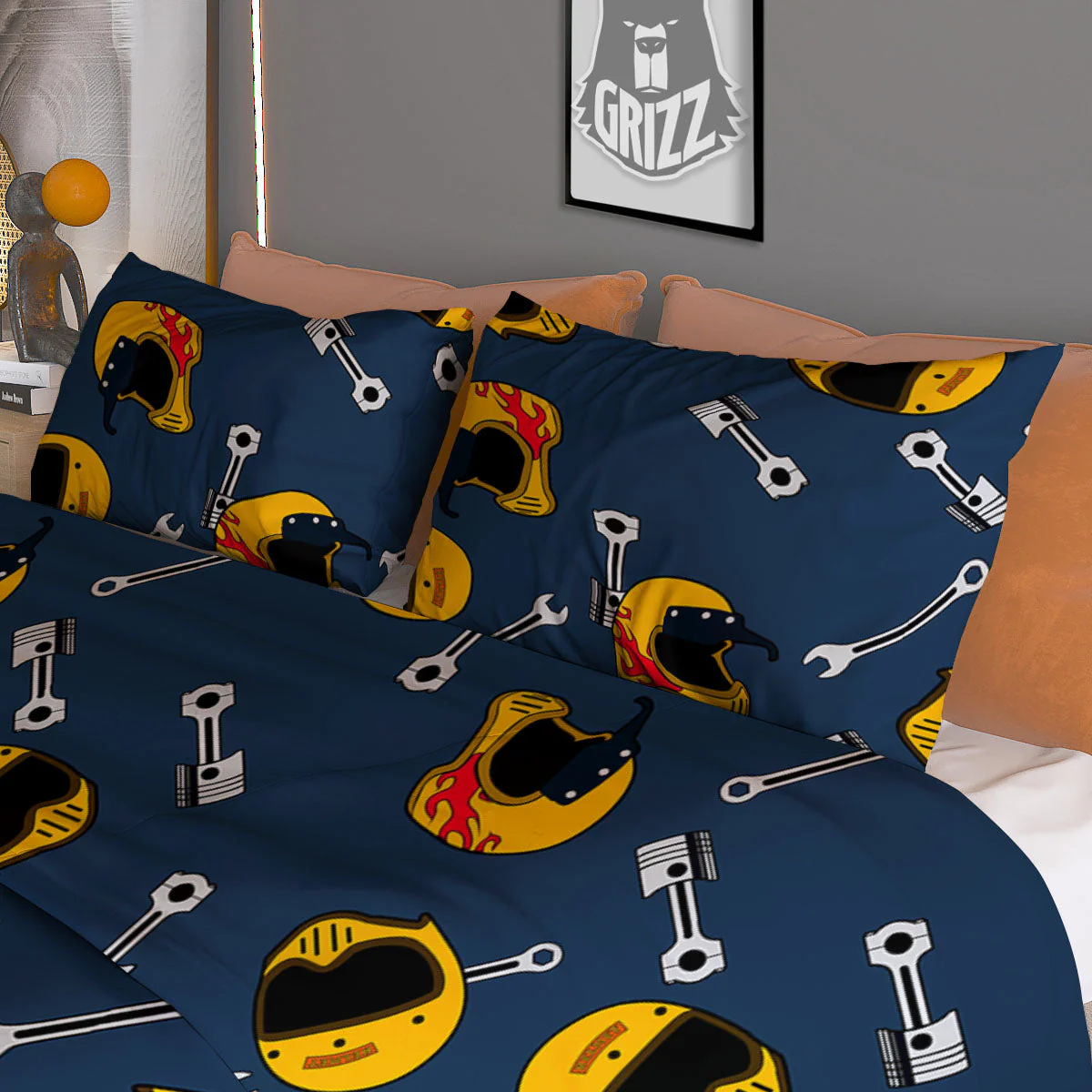 Equipment Motorcycle Print Pattern Duvet Cover Bedding Set - Image 3