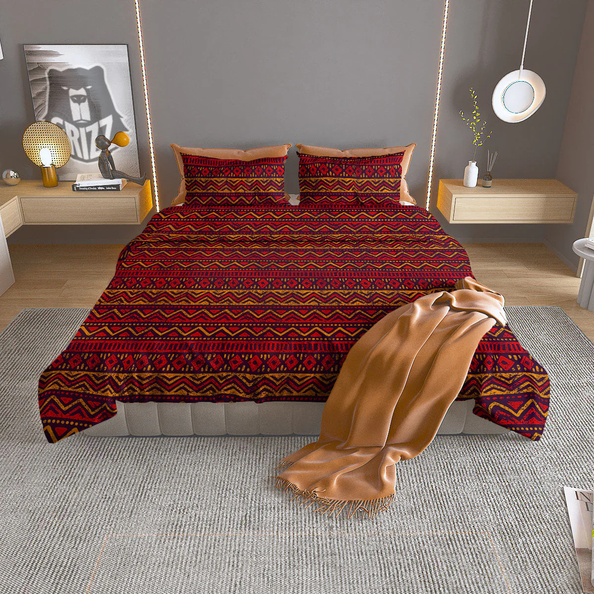 Ethnic African Print Pattern Duvet Cover Bedding Set