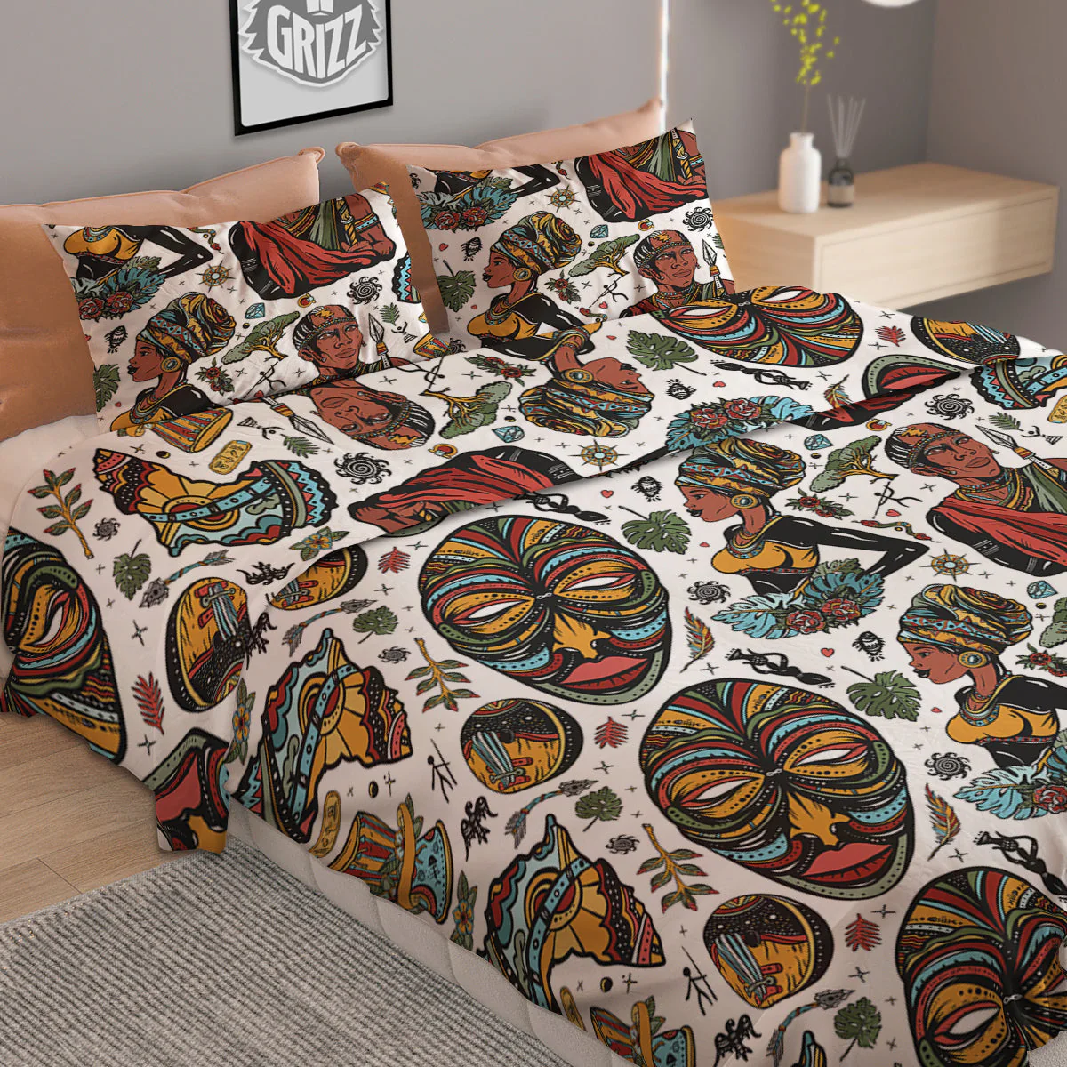 Ethnic Afro African Print Pattern Duvet Cover Bedding Set - Image 2