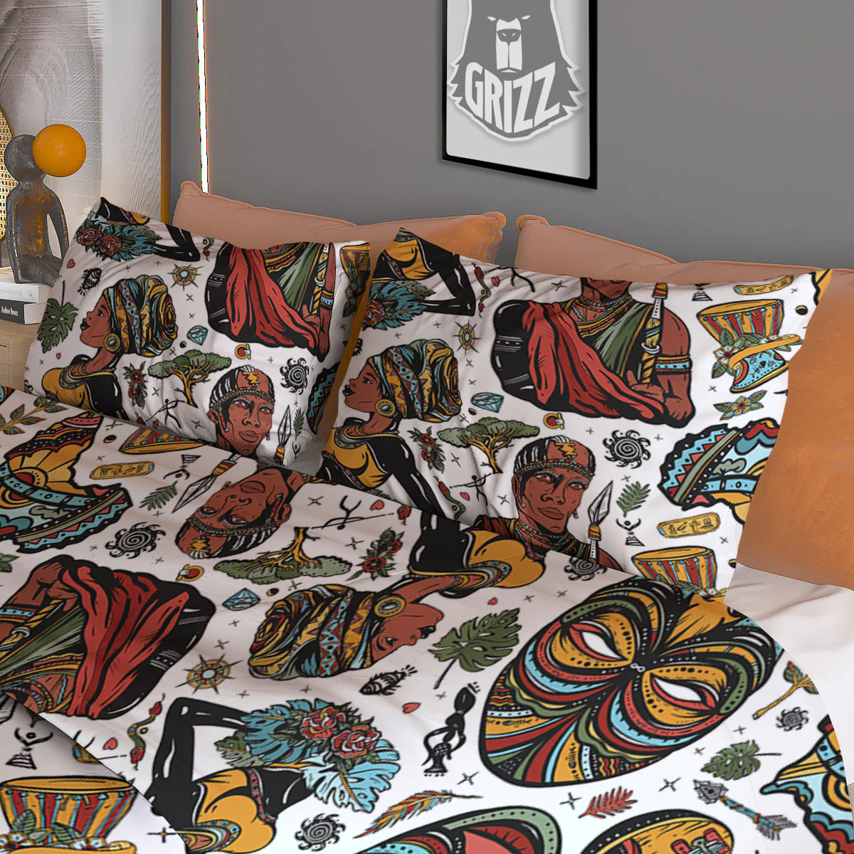 Ethnic Afro African Print Pattern Duvet Cover Bedding Set - Image 3