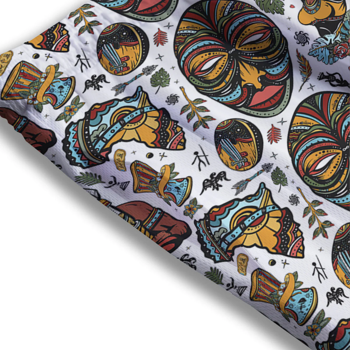 Ethnic Afro African Print Pattern Mesh Shorts - Image 3