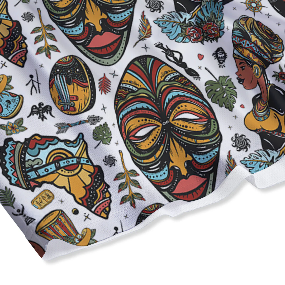 Ethnic Afro African Print Pattern Mesh Shorts - Image 4