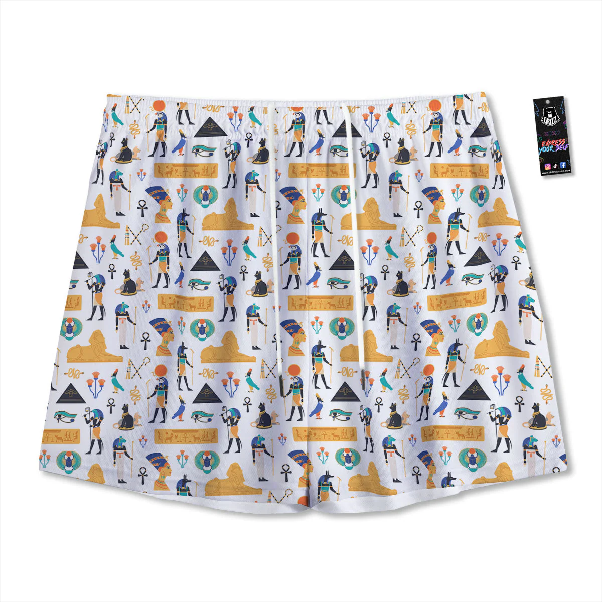 Ethnic Egyptian Print Pattern Mesh Shorts