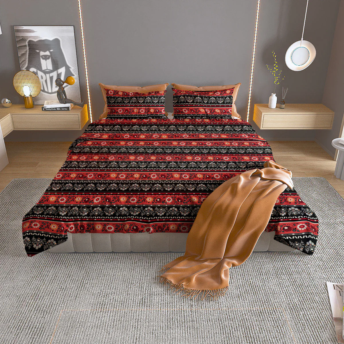 Ethnic Floral Print Pattern Duvet Cover Bedding Set