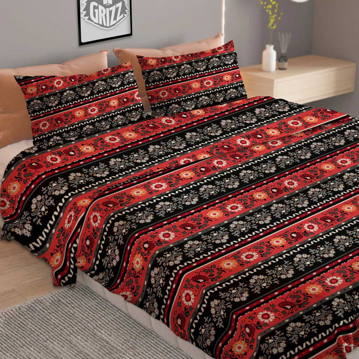 Ethnic Floral Print Pattern Duvet Cover Bedding Set - Image 2
