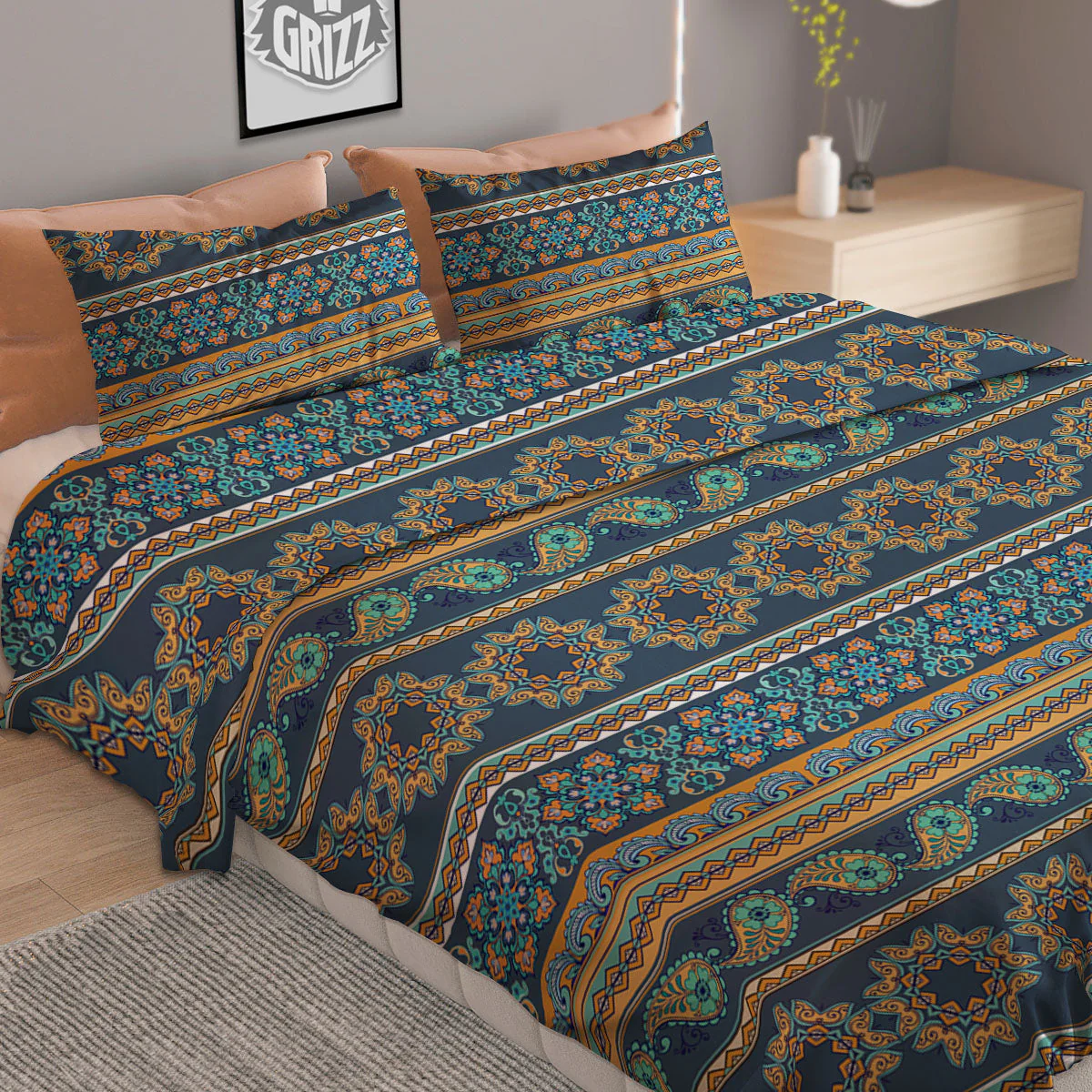 Ethnic Indian Print Pattern Duvet Cover Bedding Set - Image 2