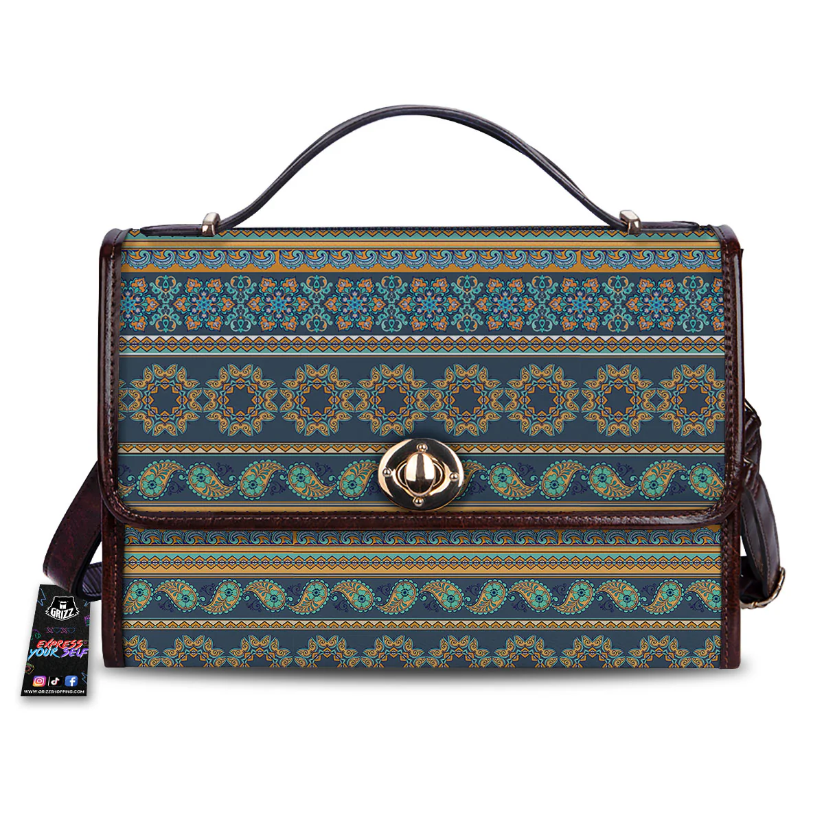 Ethnic Indian Print Pattern Women's Satchel Bag