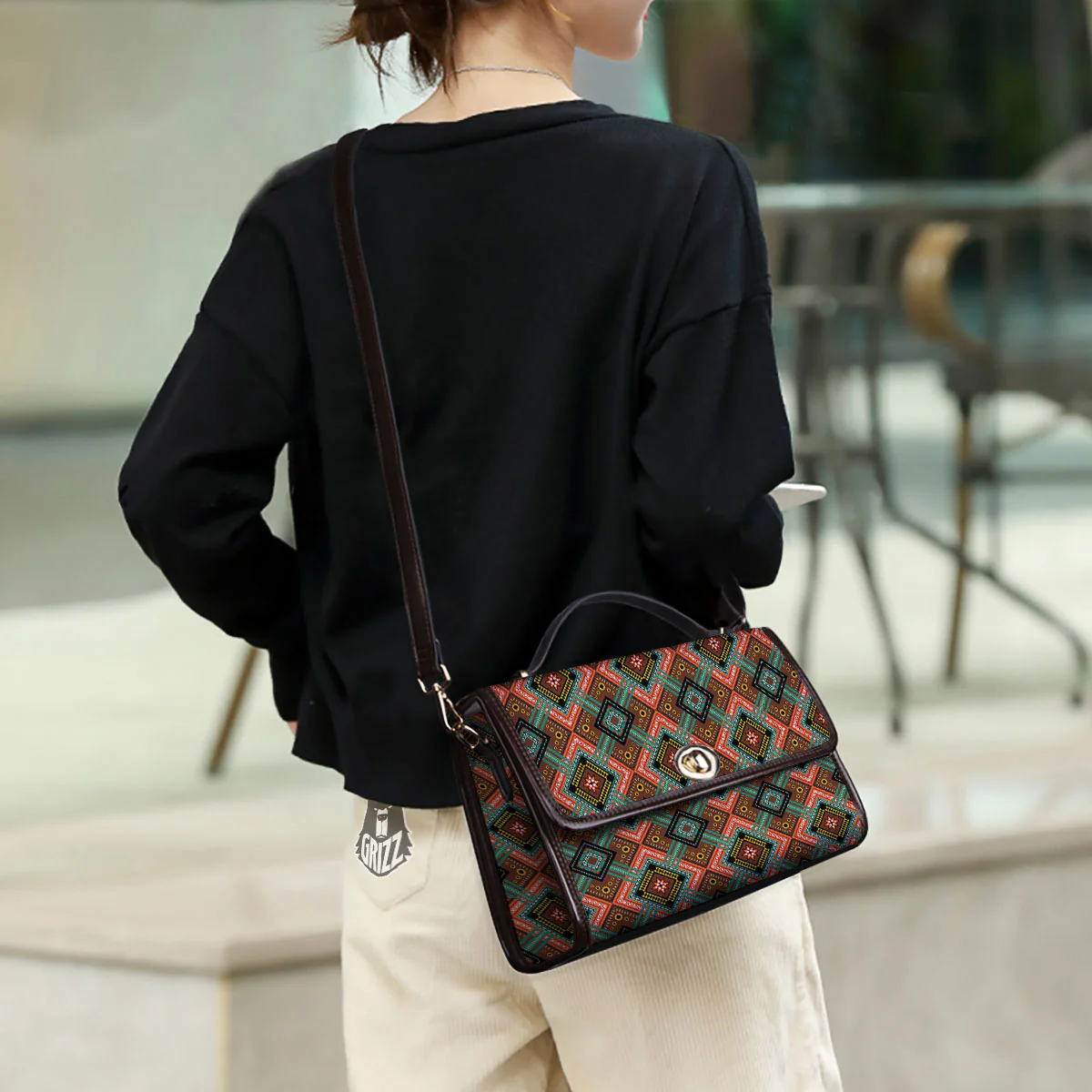 Ethnic Mandala Red Tribal Print Women's Satchel Bag - Image 3