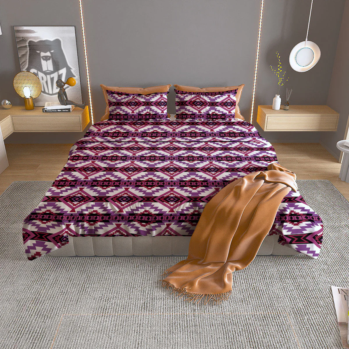 Ethnic Pink African Print Pattern Duvet Cover Bedding Set