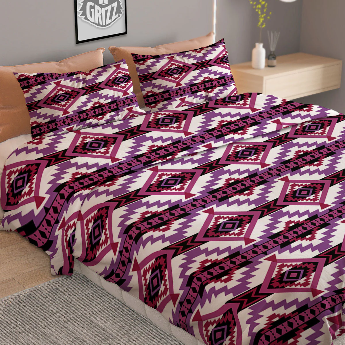 Ethnic Pink African Print Pattern Duvet Cover Bedding Set - Image 2