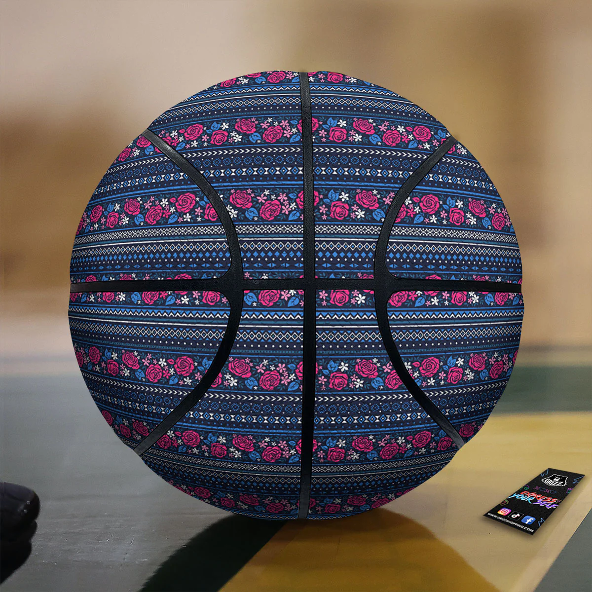 Ethnic Rose Native Tribal Print Pattern Basketball