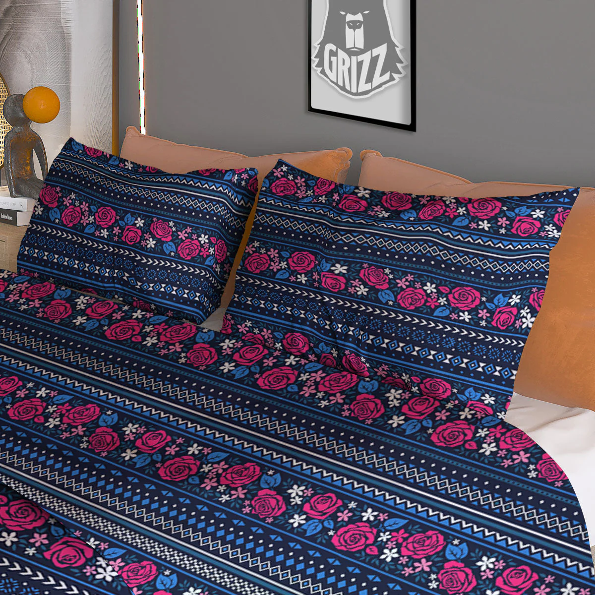 Ethnic Rose Native Tribal Print Pattern Duvet Cover Bedding Set - Image 3