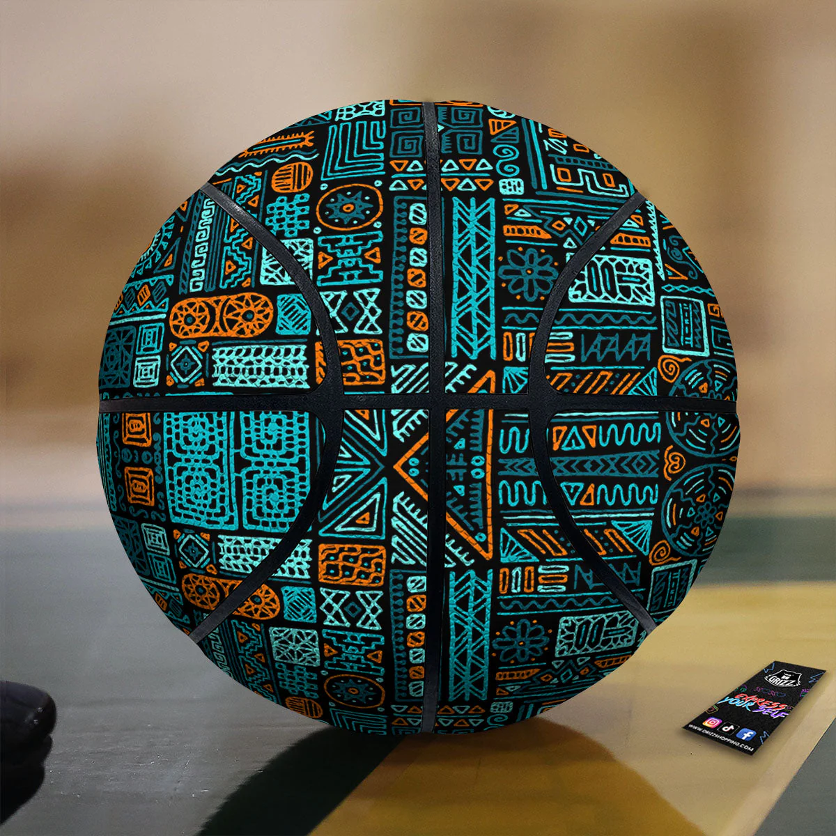 Ethnic Turquoise African Print Pattern Basketball