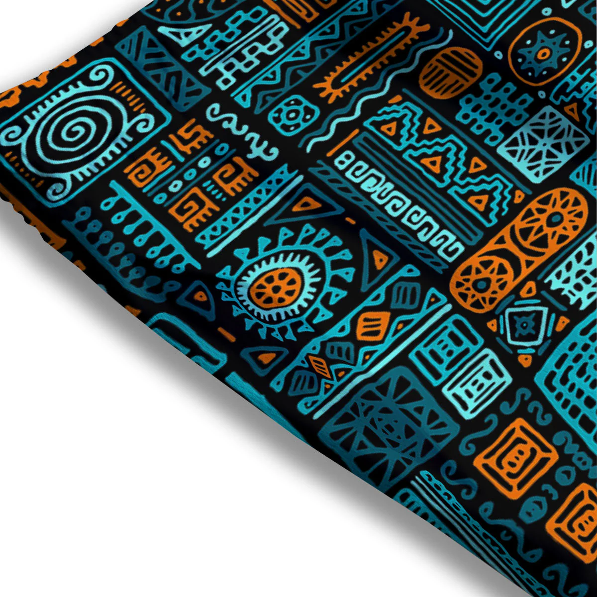 Ethnic Turquoise African Print Pattern Mesh Shorts - Image 3