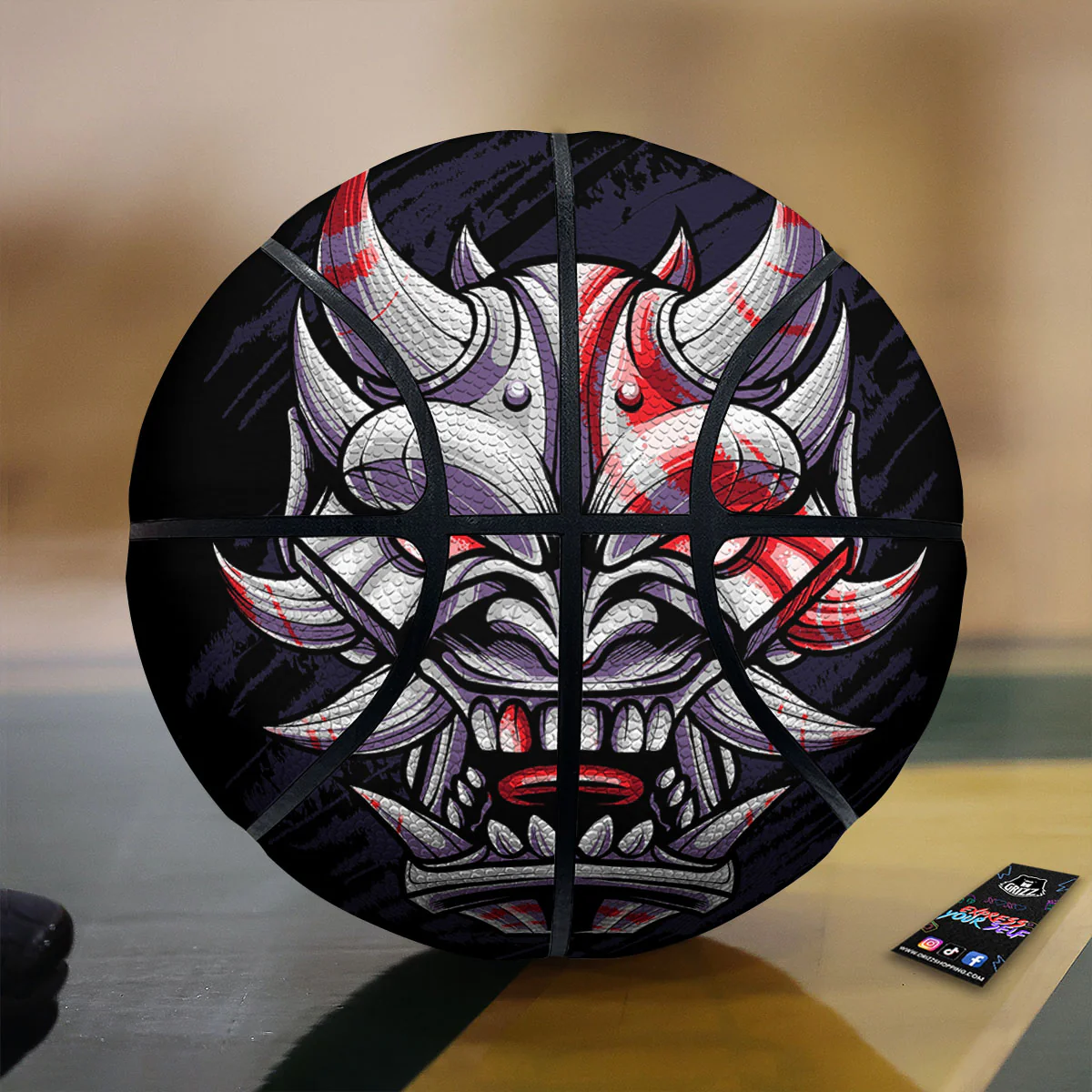 Evil Samurai Mask Print Basketball